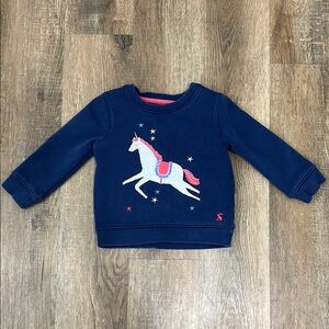 Joules,Navy Blue Kids Sweatshirt with Unicorn Design